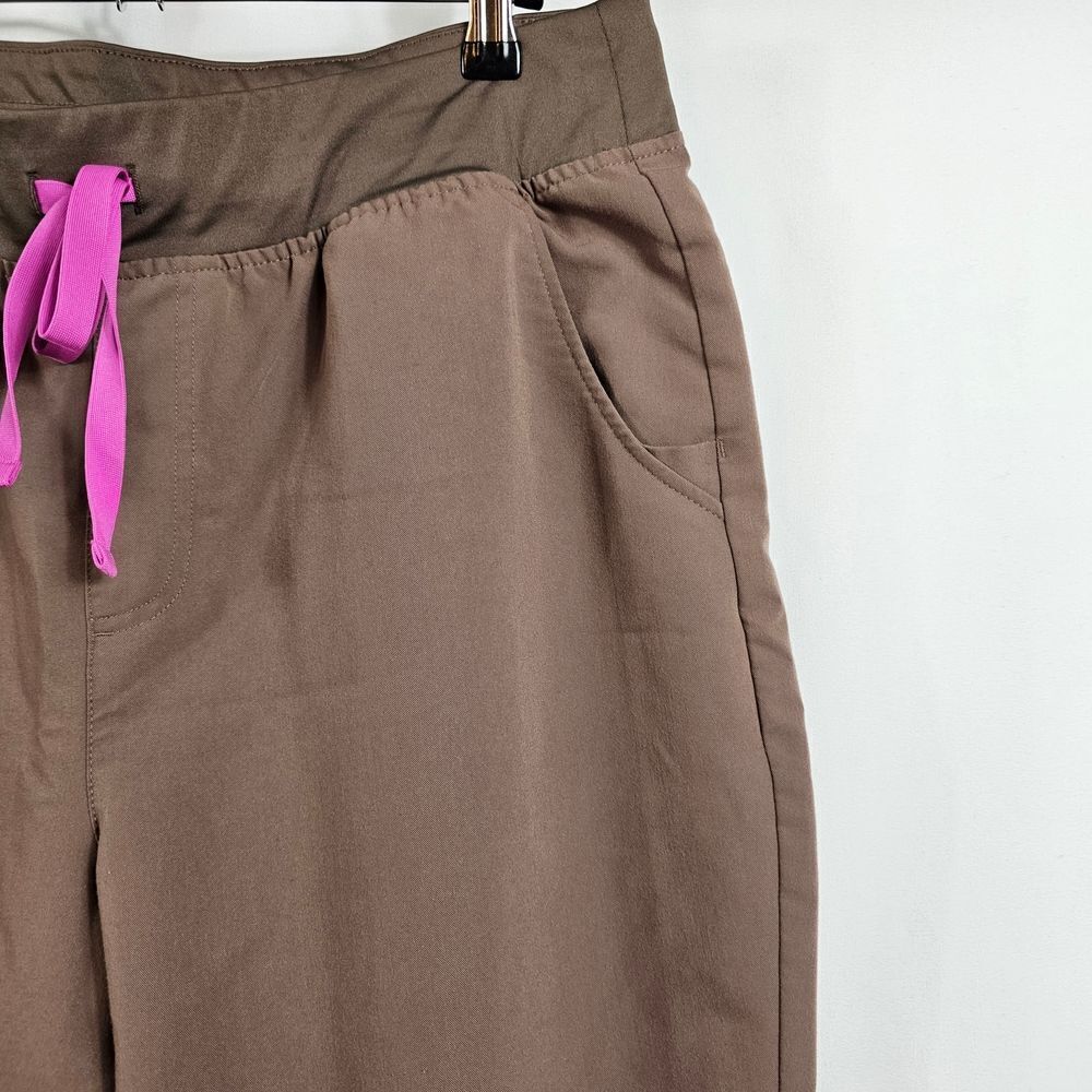 Figs Brown Joggers with Pink Drawstring - Picture 3 of 9
